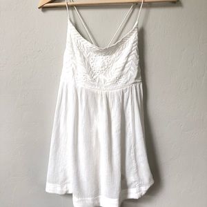 Free People white baby doll flowy embroidered top